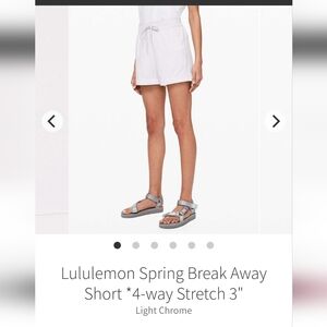 Lululemon spring break away shorts size 8